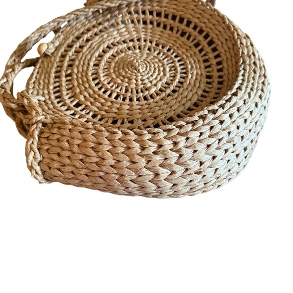 Rhythm Round Straw Bag Woven Rattan Shoulder Bag Boho Coastal Chic - Picture 15 of 16